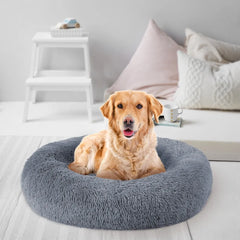 Round Long Plush Dog Beds for Large Dogs