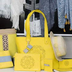 Sprout Leather Tote -Lemon