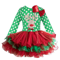 Girl's Long Sleeve Red Christmas Dress