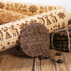 Christmas Deer Wooden Rolling Pin for Baking Cookies and Fondant