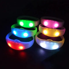 10pcs LED Bracelet Voice Control Bangle Sound Activated Flashing Glow Wristbands Light Up Bracelet for Party Rave Concert Favors