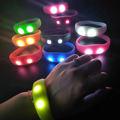 10pcs LED Bracelet Voice Control Bangle Sound Activated Flashing Glow Wristbands Light Up Bracelet for Party Rave Concert Favors