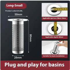 Bounce Core Wash Basin Drain Plug with Strainer & Leak-Proof Design