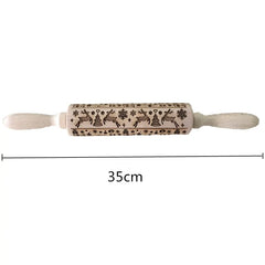 Christmas Deer Wooden Rolling Pin for Baking Cookies and Fondant