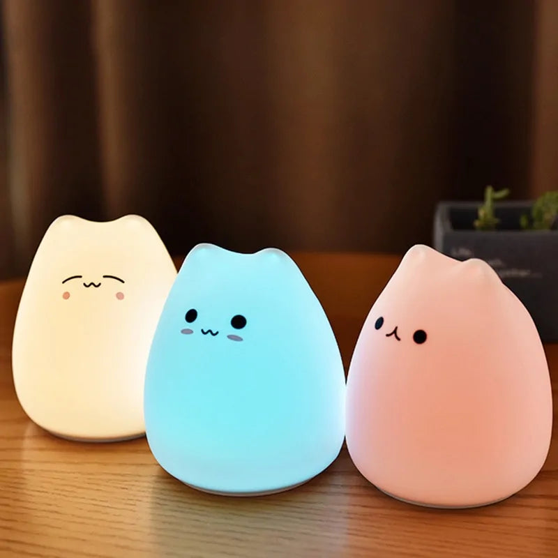 Colorful Cat LED Silicone Night Light